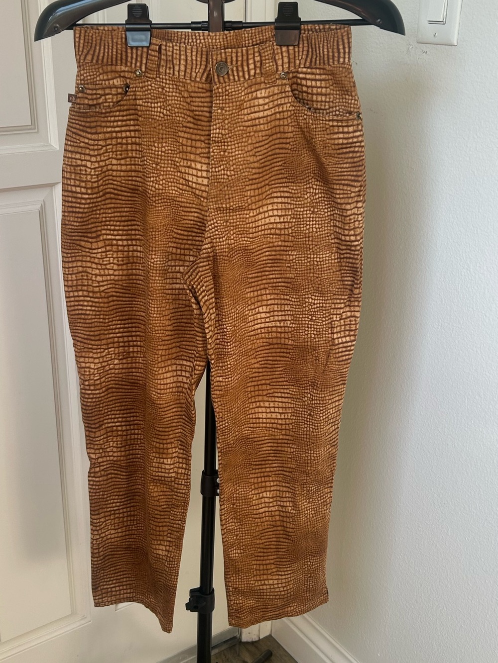 Lauren Ralph Lauren Petite Brown Alligator Print Cropped Pants 8P